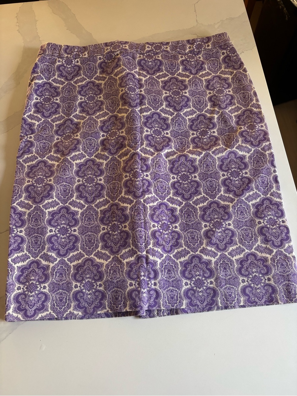 J CREW Women's Purple Paisley No.2 Pencil Skirt